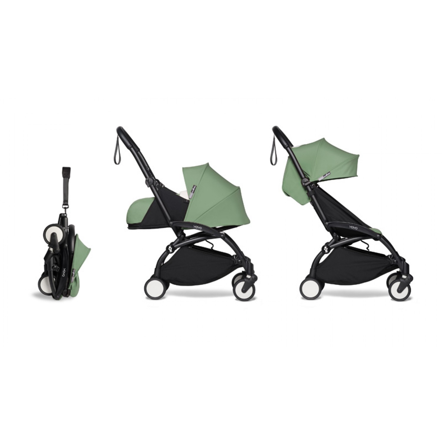 Complete BABYZEN stroller YOYO2  0+ and 6+ | Black Chassis Peppermint